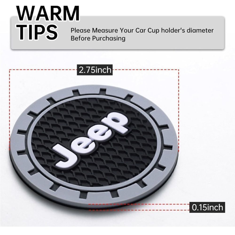 Jeep cup Coasters in black and gray Set of 2 NWT - Picture 2 of 7